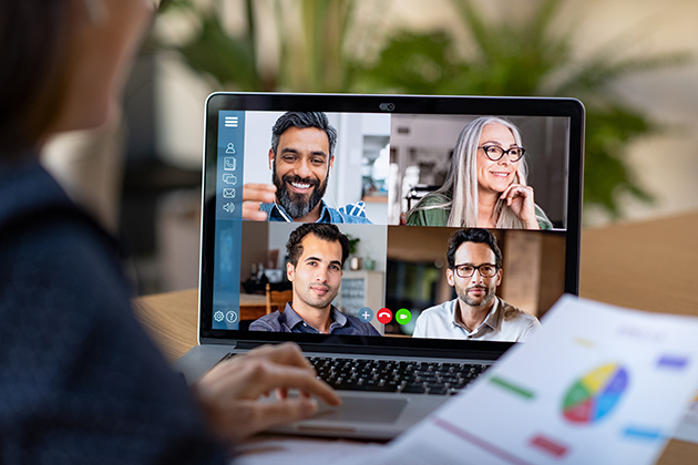 4 people on a computer screen in a virtual meeting